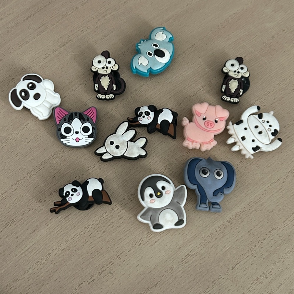 Animals Croc Charms Set Of 12 Shoe Jewelry Dog Monkey Koala Penguin Elephant